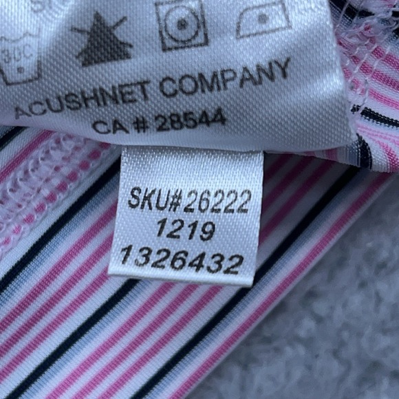 FootJoy Peformance Polo Mens Large Stretch Golf Shirt Pink w/ Blue Stripes - Picture 6 of 8